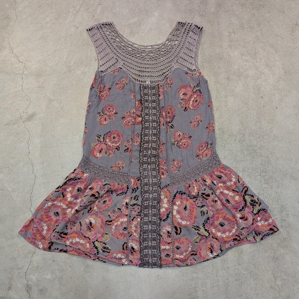 Free People Women's S Floral Sleeveless Dress Lace Midi - Picture 1 of 7